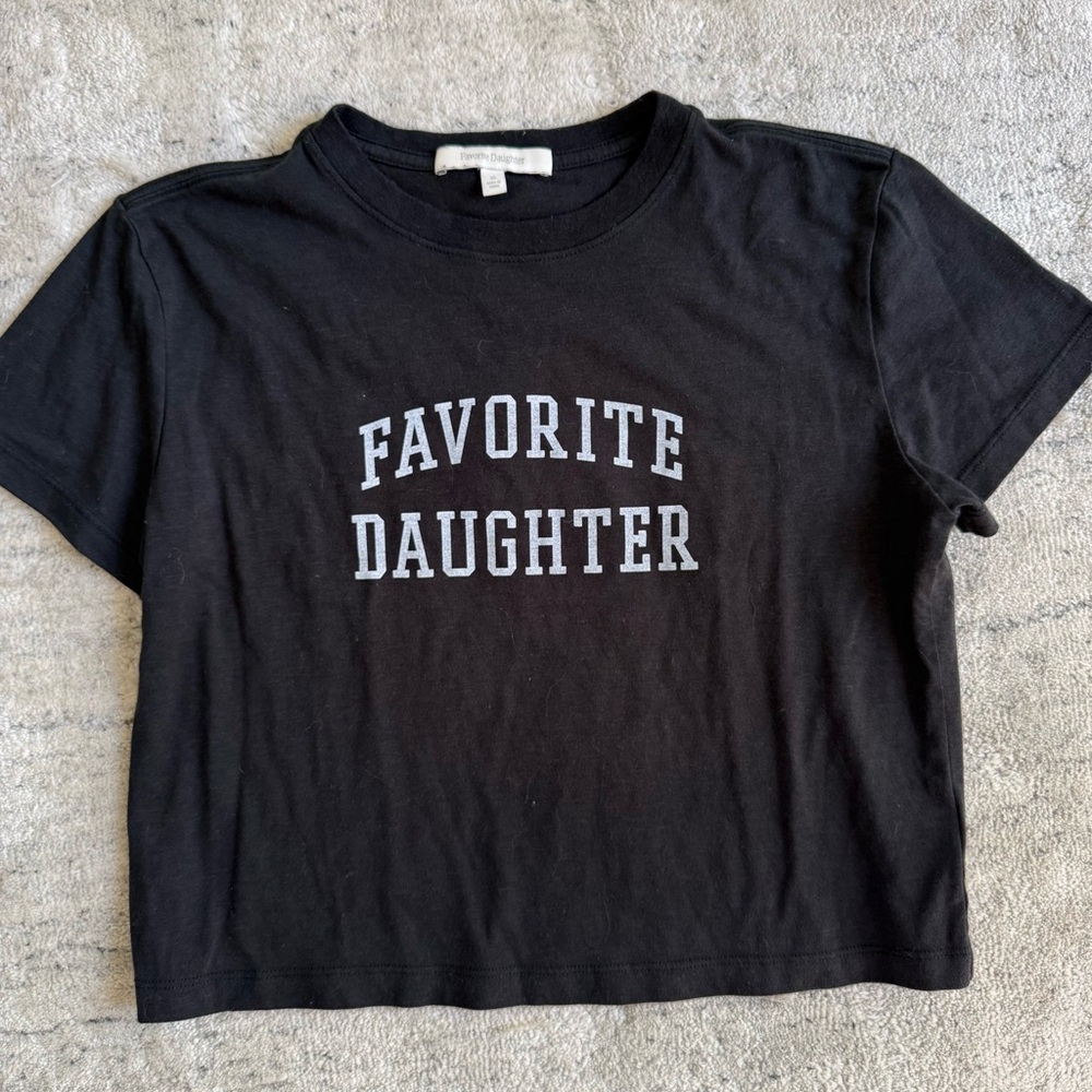 Favorite Daughter THE CROPPED COLLEGIATE TEE Heather Black Sz XS